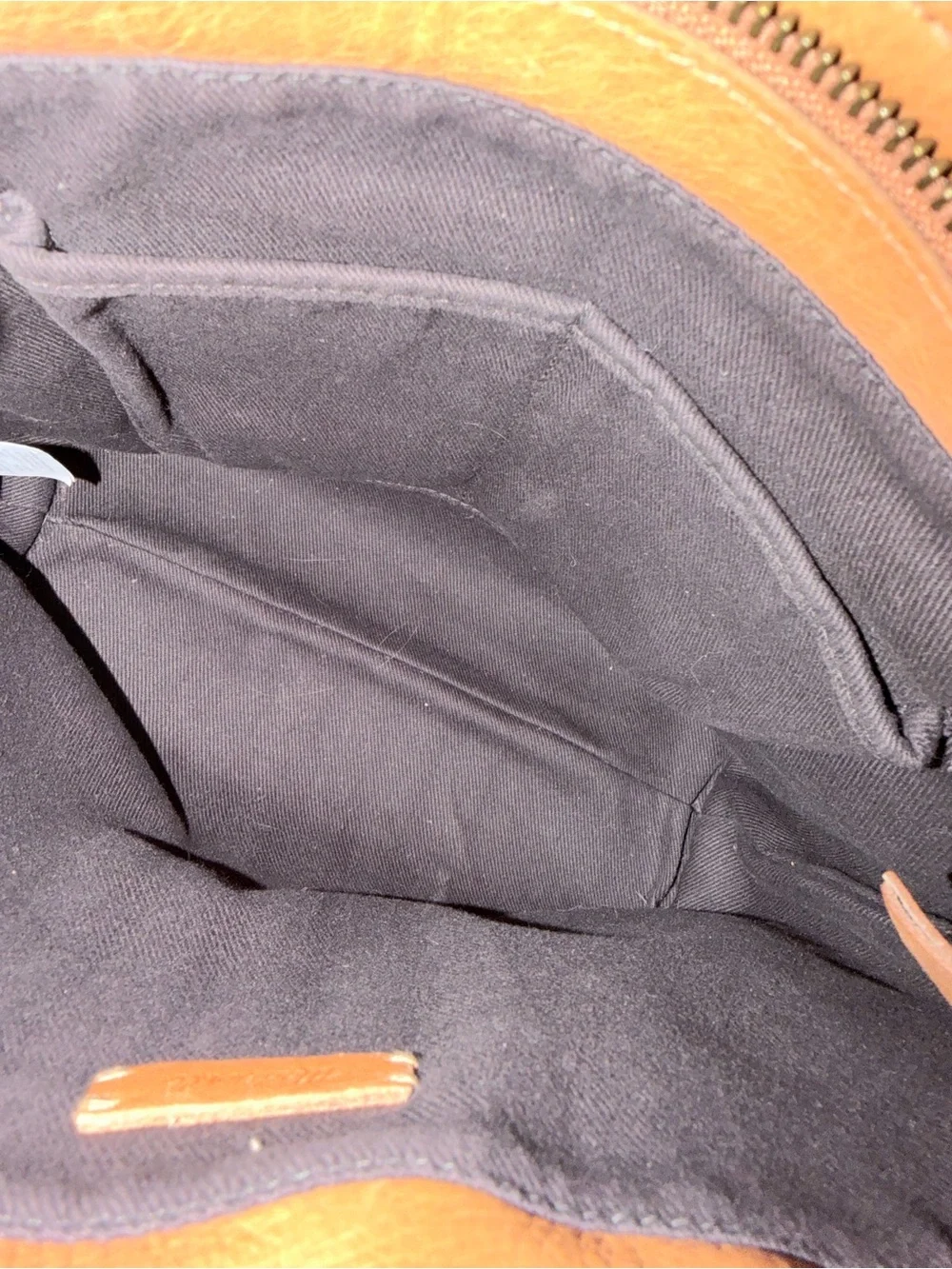 Madewell Tan Tote with Multicolor Vertical Stripe Detail